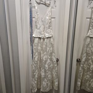 Vintage Dave & Johnny Halter Elegant Cream Floral Lace Dress Size 5/6